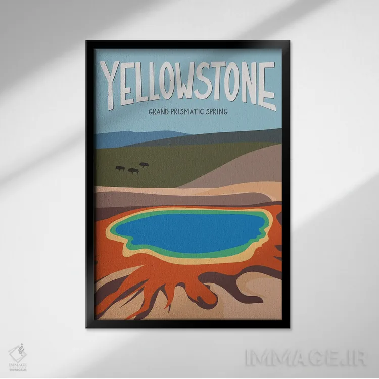 تابلو مدرن "چشمه بزرگ منشوری، پارک ملی یلواستون، وایومینگ، آمریکا" اثر لایمن کریتیو کو. - نمای قابدار مشکی