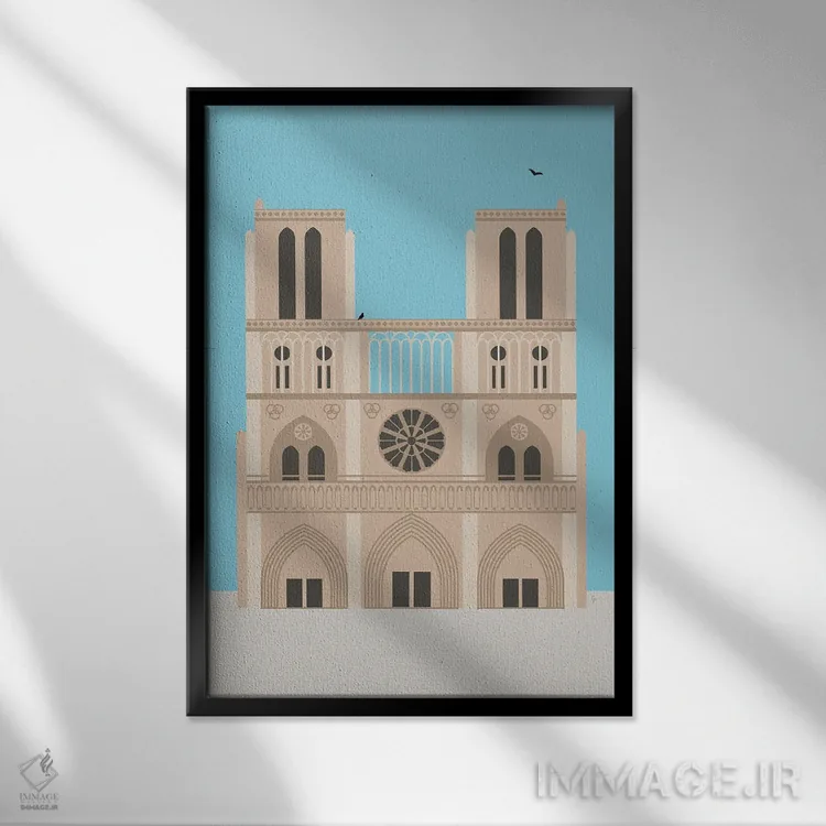 تابلو مدرن "کلیسای جامع، پاریس، فرانسه" اثر لایمن کریتیو کو. - نمای قابدار مشکی