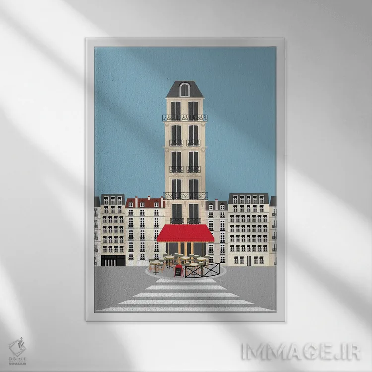 تابلو مدرن "پاریس، فرانسه | کافه پاریسی در خیابان" اثر لایمن کریتیو کو. - نمای قابدار سفید