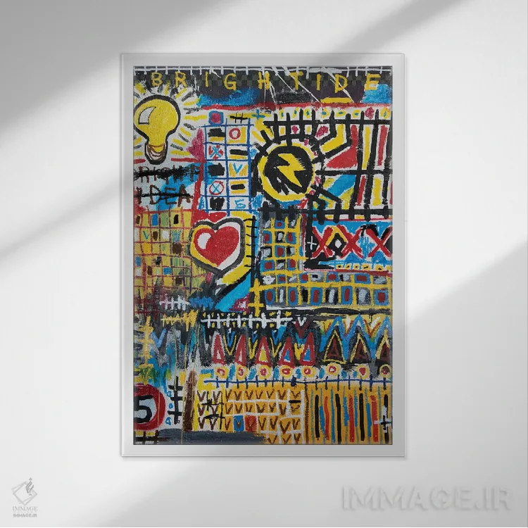 تابلو انتزاعی ایده درخشان اثر اددی لاو - نمای قابدار سفید