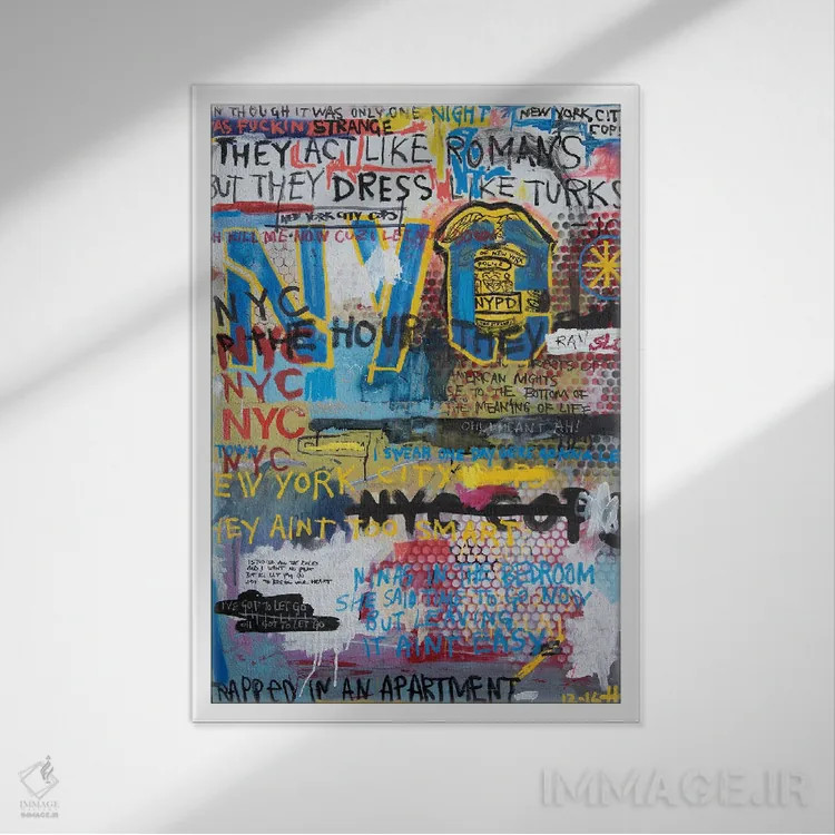 تابلو دکوراتیو پلیس های شهر نیویورک اثر اددی لاو - نمای قابدار سفید