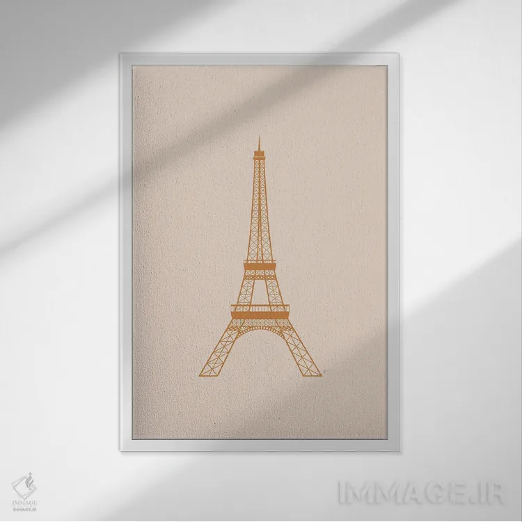 تابلو مینیمال "زیبایی شناسی کلاسیک پاریس، فرانسه، برج ایفل" اثر لایمن کریتیو کو. - نمای قابدار سفید