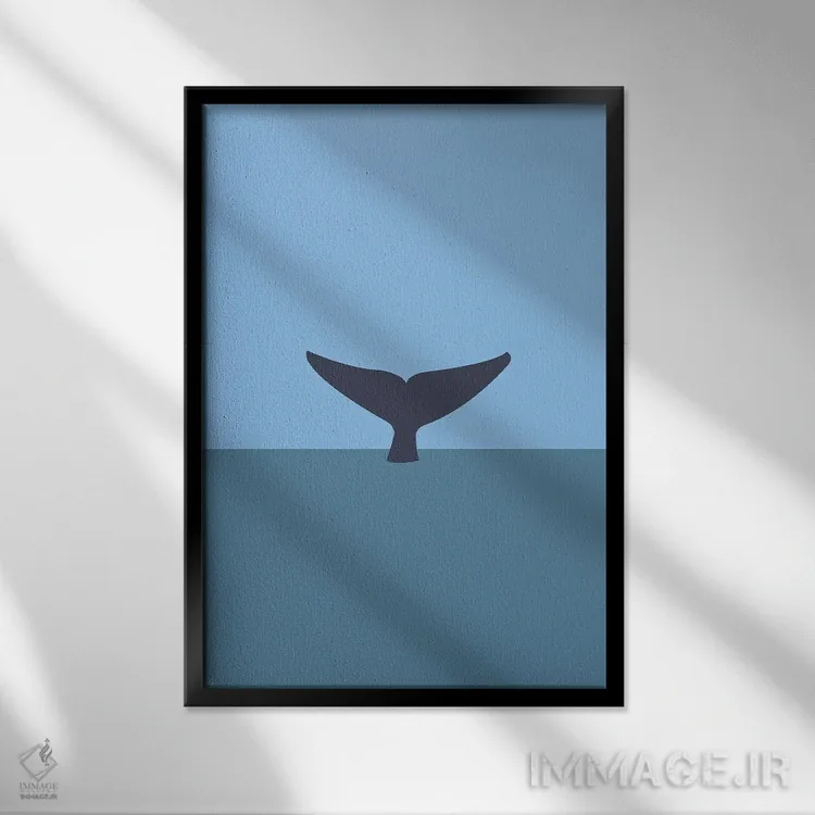 تابلو مینیمال "دم نهنگ آبی، میرسا، سریلانکا" اثر لایمن کریتیو کو. - نمای قابدار مشکی