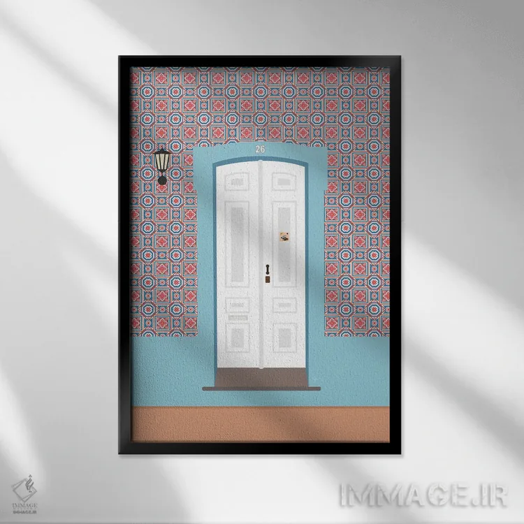 تابلو مدرن "در کاشی کاری شده پرتغالی" اثر لایمن کریتیو کو. - نمای قابدار مشکی