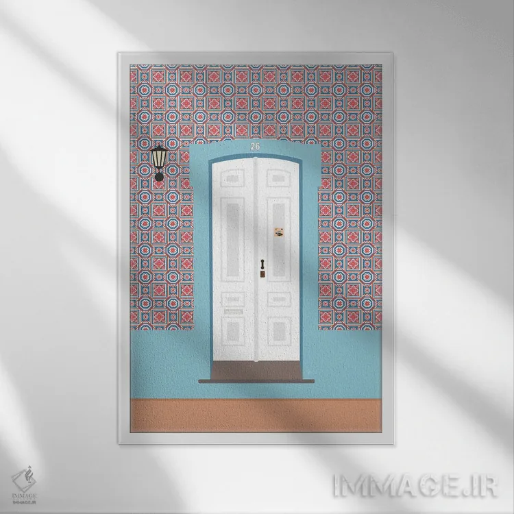 تابلو مدرن "در کاشی کاری شده پرتغالی" اثر لایمن کریتیو کو. - نمای قابدار سفید