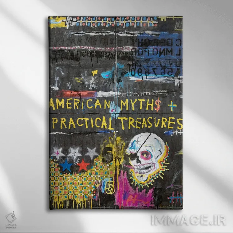 تابلو دکوراتیو "جلد کتاب گنجینه های عملی اسطوره های آمریکایی: مرد میمون" اثر اددی لاو - نمای روبهرو روی دیوار