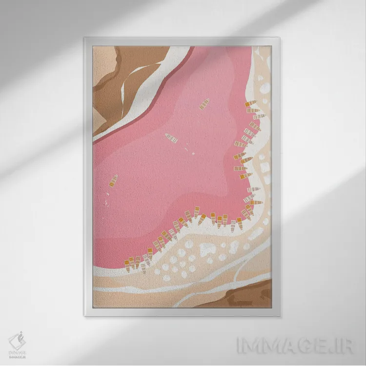 تابلو مدرن "دریاچه صورتی رتبا از نمای بالا، سنگال" اثر لایمن کریتیو کو. - نمای قابدار سفید