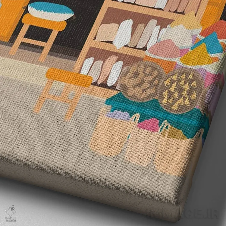 تابلو مدرن "فروشگاه مباوره مراکش، مراکش" اثر لایمن کریتیو کو. - نمای نزدیک بافت بوم