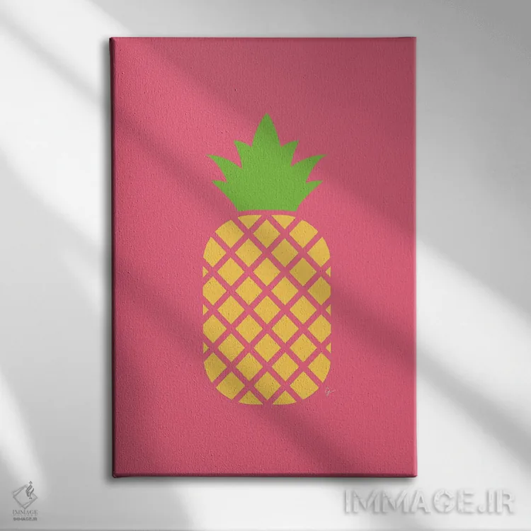 تابلو مینیمال "آناناس" اثر لایمن کریتیو کو. - نمای روبهرو روی دیوار