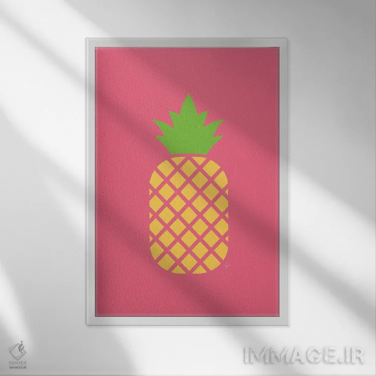 تابلو مینیمال "آناناس" اثر لایمن کریتیو کو. - نمای قابدار سفید