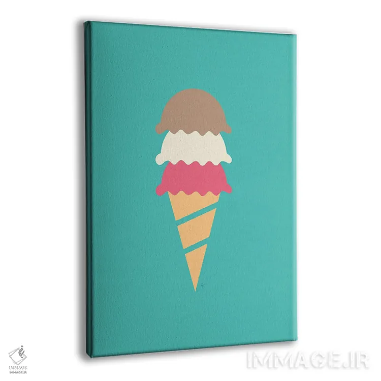 تابلو مینیمال "بستنی نیوپولیتان سه اسکوپی در قیف" اثر لایمن کریتیو کو. - نمای پرسپکتیو محصول