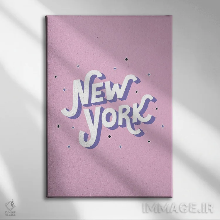 تابلو مینیمال "نیویورک " اثر لایمن کریتیو کو. - نمای روبهرو روی دیوار