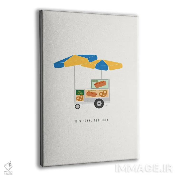 تابلو مینیمال "گاری هات داگ نیویورک" اثر لایمن کریتیو کو. - نمای پرسپکتیو محصول