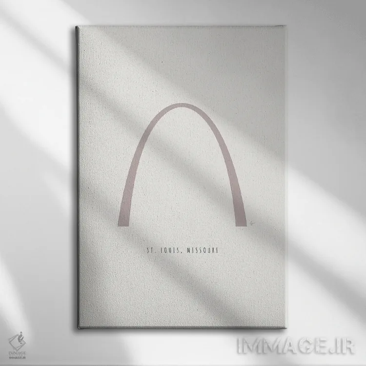 تابلو مینیمال "سنت لوئیس، میزوری" اثر لایمن کریتیو کو. - نمای روبهرو روی دیوار