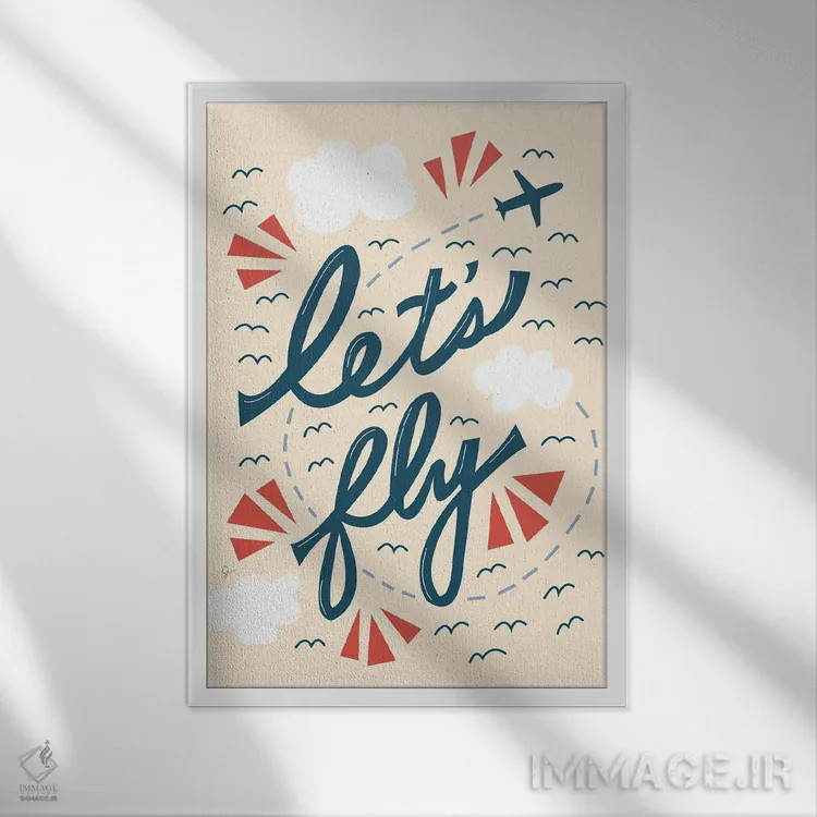 تابلو دکوراتیو "بیا پرواز کنیم" اثر لایمن کریتیو کو. - نمای قابدار سفید