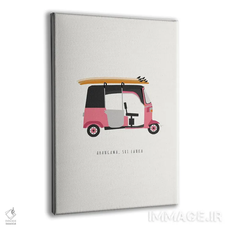 تابلو مینیمال "توک توک موج سواری آهانگاما، سریلانکا" اثر لایمن کریتیو کو. - نمای پرسپکتیو محصول
