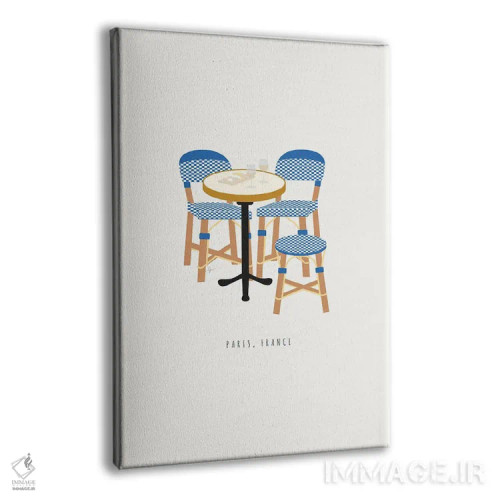 تابلو مینیمال "صندلی های کافه پاریس" اثر لایمن کریتیو کو. - نمای پرسپکتیو محصول