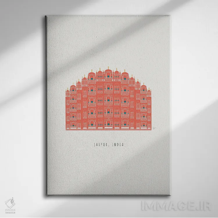 تابلو مینیمال "جیپور، هند" اثر لایمن کریتیو کو. - نمای روبهرو روی دیوار