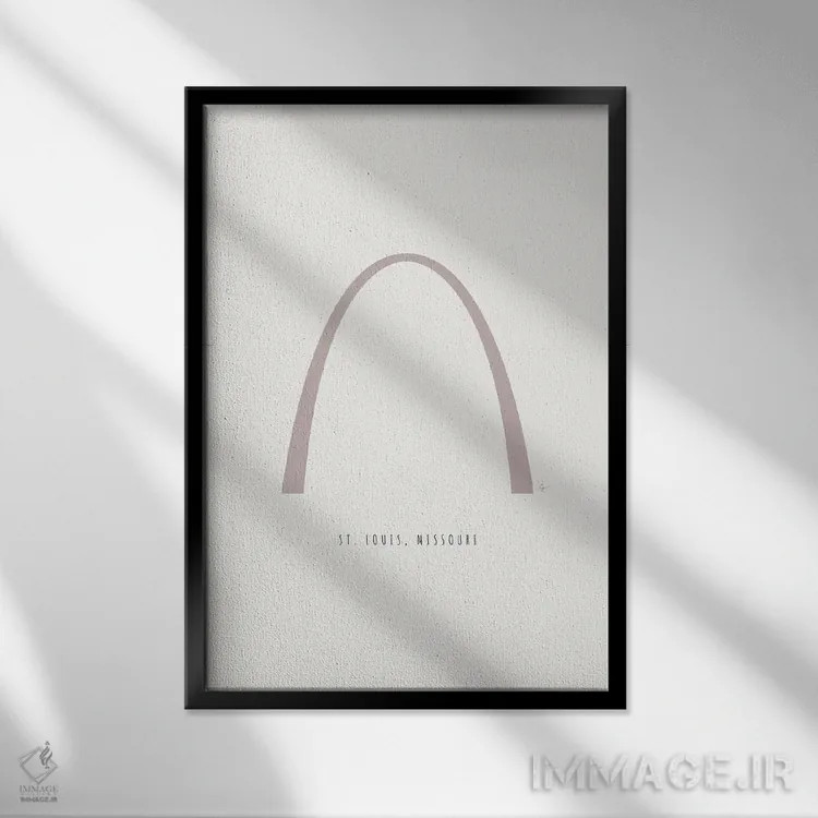 تابلو مینیمال "سنت لوئیس، میزوری" اثر لایمن کریتیو کو. - نمای قابدار مشکی