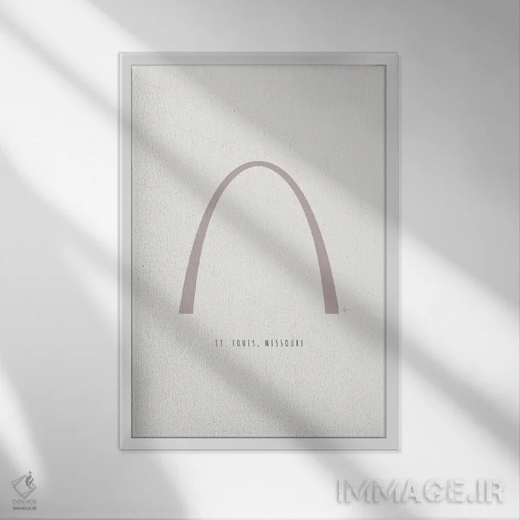 تابلو مینیمال "سنت لوئیس، میزوری" اثر لایمن کریتیو کو. - نمای قابدار سفید