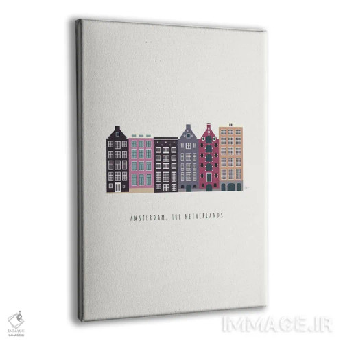 تابلو مینیمال "دامراک ۲، آمستردام، هلند" اثر لایمن کریتیو کو. - نمای پرسپکتیو محصول