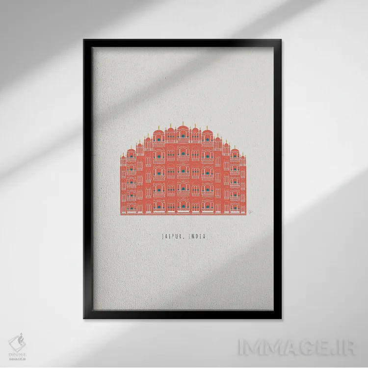 تابلو مینیمال "جیپور، هند" اثر لایمن کریتیو کو. - نمای قابدار مشکی