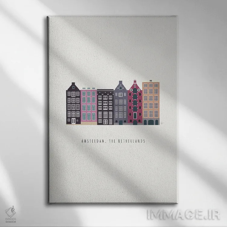 تابلو مینیمال "دامراک ۲، آمستردام، هلند" اثر لایمن کریتیو کو. - نمای روبهرو روی دیوار