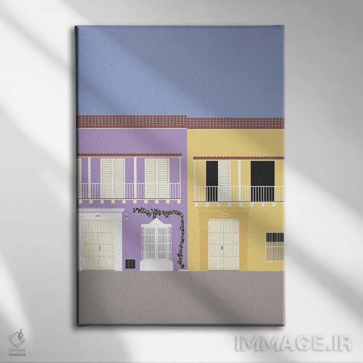 تابلو مدرن "شهر قدیمی کارتاهنا، کلمبیا" اثر لایمن کریتیو کو. - نمای روبهرو روی دیوار