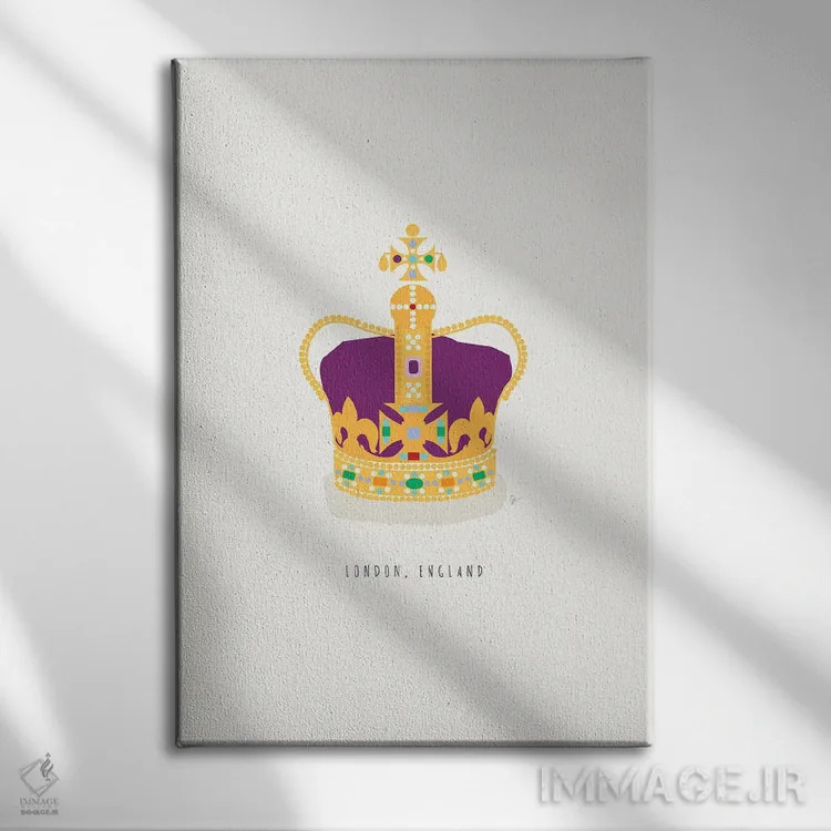 تابلو مینیمال "جواهرات سلطنتی، لندن، انگلستان" اثر لایمن کریتیو کو. - نمای روبهرو روی دیوار
