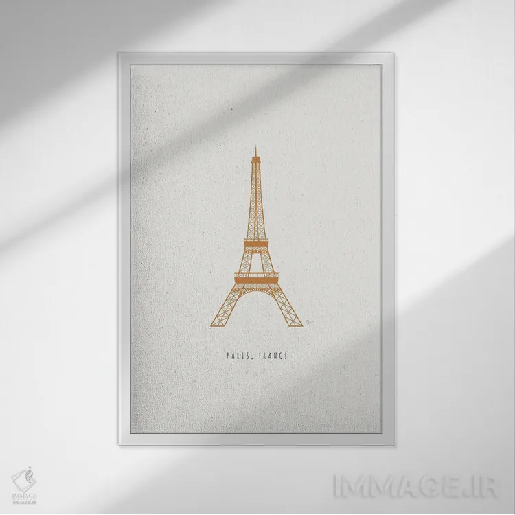تابلو مینیمال "برج ایفل، پاریس، فرانسه" اثر لایمن کریتیو کو. - نمای قابدار سفید