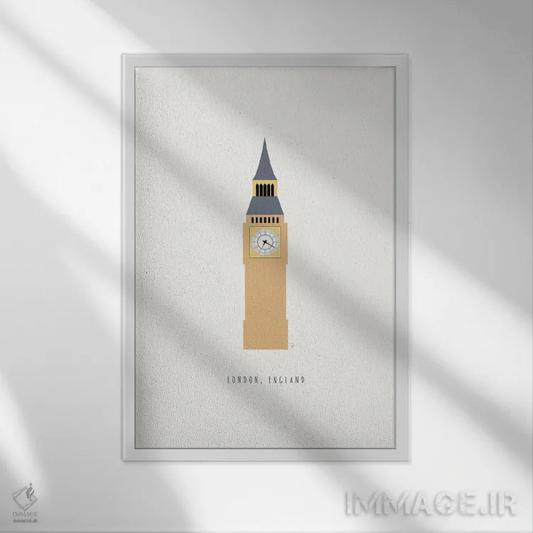 تابلو مینیمال "بیگ بن، لندن، انگلستان" اثر لایمن کریتیو کو. - نمای قابدار سفید