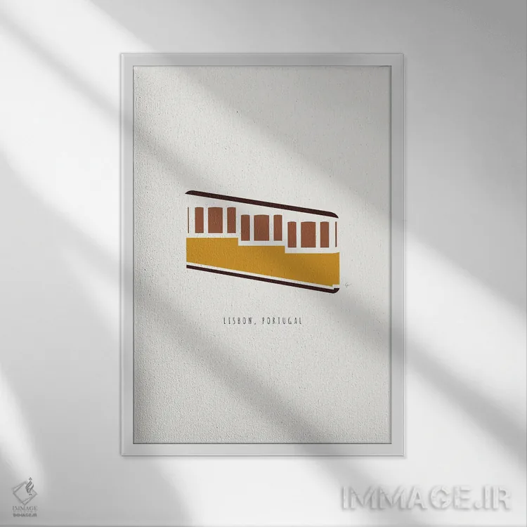 تابلو مینیمال "لیسبون، پرتغال" اثر لایمن کریتیو کو. - نمای قابدار سفید