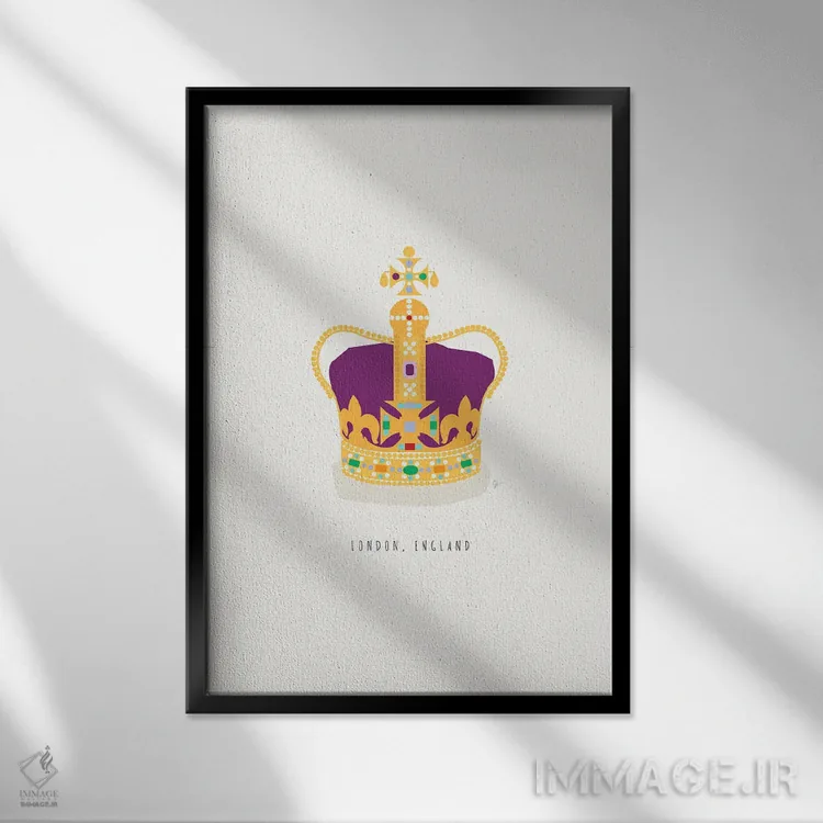 تابلو مینیمال "جواهرات سلطنتی، لندن، انگلستان" اثر لایمن کریتیو کو. - نمای قابدار مشکی