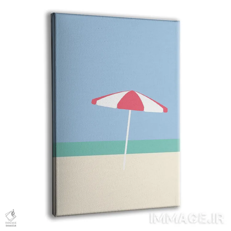 تابلو مینیمال "چتر در پلا بلانکو | کارتاهنا، کلمبیا" اثر لایمن کریتیو کو. - نمای پرسپکتیو محصول