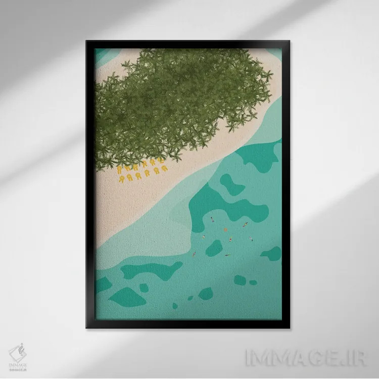 تابلو مدرن "جزیره مناقاها، سایپان، جزایر ماریانای شمالی" اثر لایمن کریتیو کو. - نمای قابدار مشکی