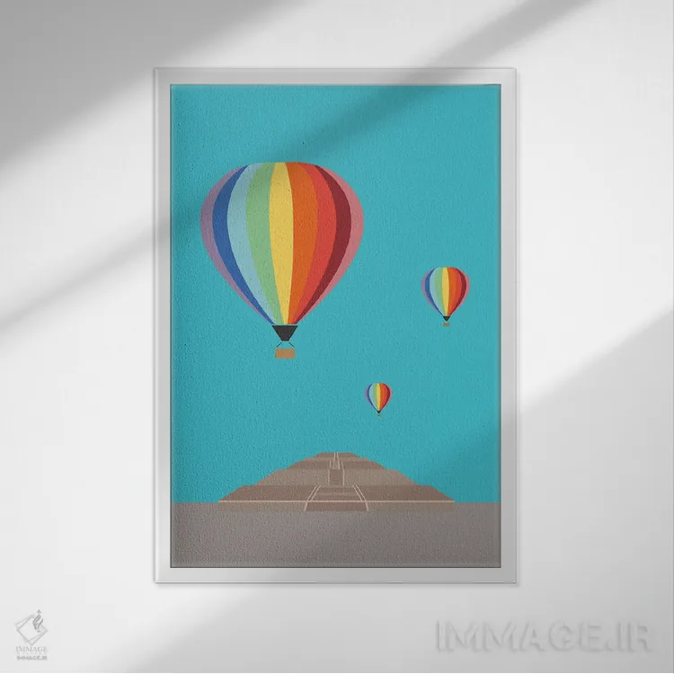 تابلو مدرن "تئوتیئواکان، هرم خورشید، مکزیک" اثر لایمن کریتیو کو. - نمای قابدار سفید