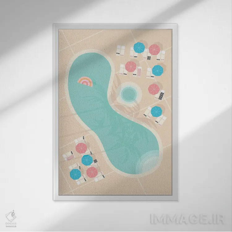 تابلو مدرن "استخر پام اسپرینگز از نمای بالا ۲" اثر لایمن کریتیو کو. - نمای قابدار سفید