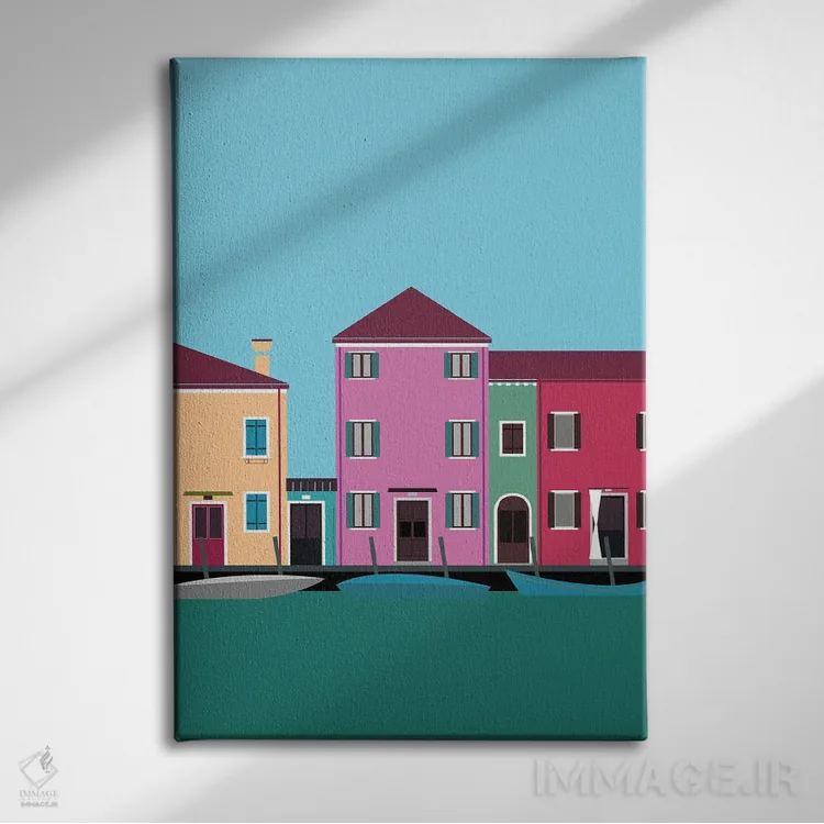 تابلو مدرن "بورانو رنگارنگ، ایتالیا" اثر لایمن کریتیو کو. - نمای روبهرو روی دیوار