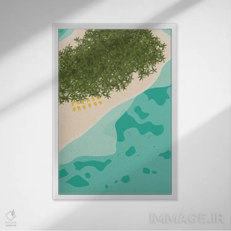 تابلو مدرن "جزیره مناقاها، سایپان، جزایر ماریانای شمالی" اثر لایمن کریتیو کو. - نمای قابدار سفید