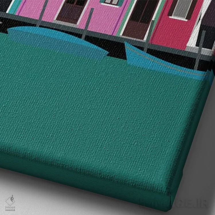 تابلو مدرن "بورانو رنگارنگ، ایتالیا" اثر لایمن کریتیو کو. - نمای نزدیک بافت بوم