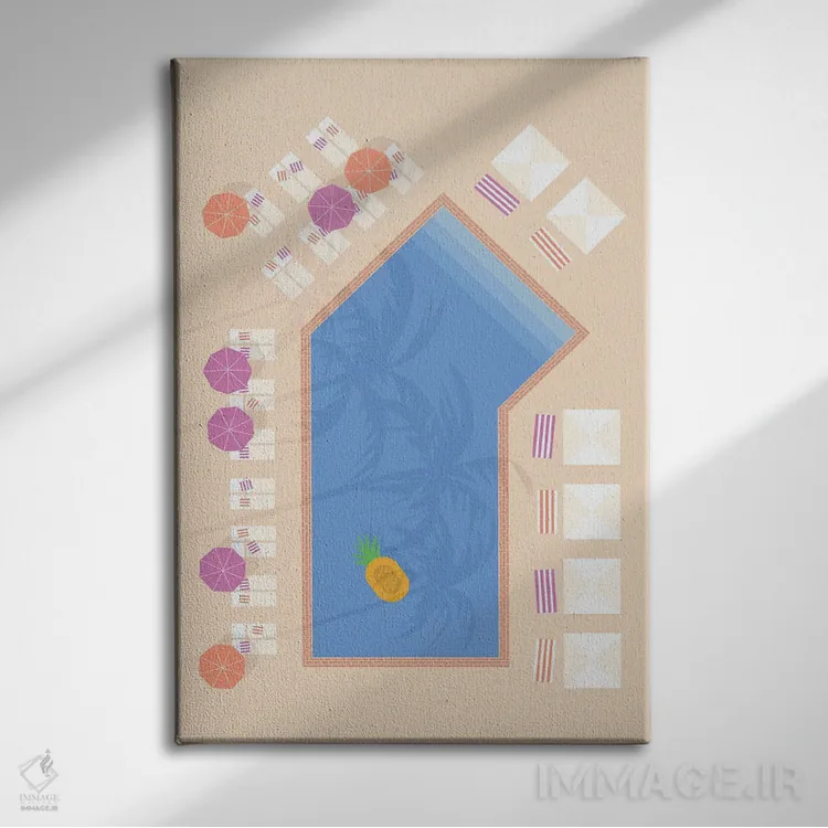 تابلو مدرن "استخر پام اسپرینگز از نمای بالا ۳" اثر لایمن کریتیو کو. - نمای روبهرو روی دیوار