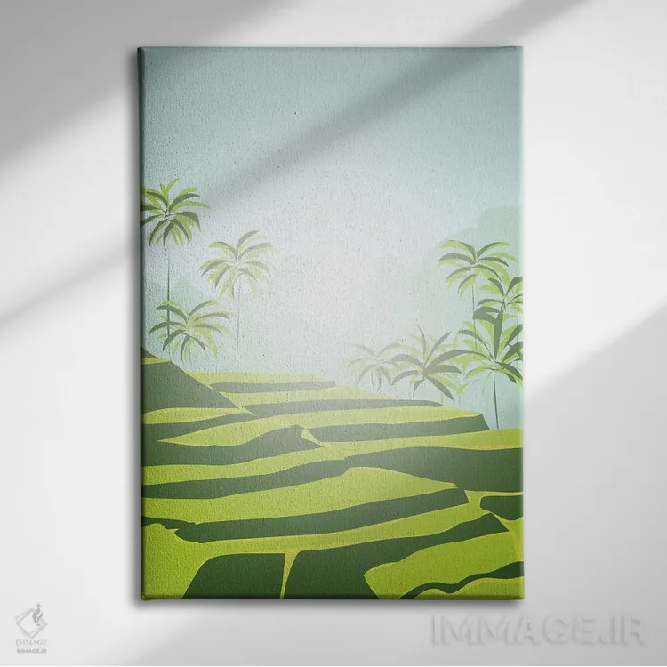 تابلو مدرن "شالیزارهای برنج تگالالانگ، بالی، اندونزی" اثر لایمن کریتیو کو. - نمای روبهرو روی دیوار