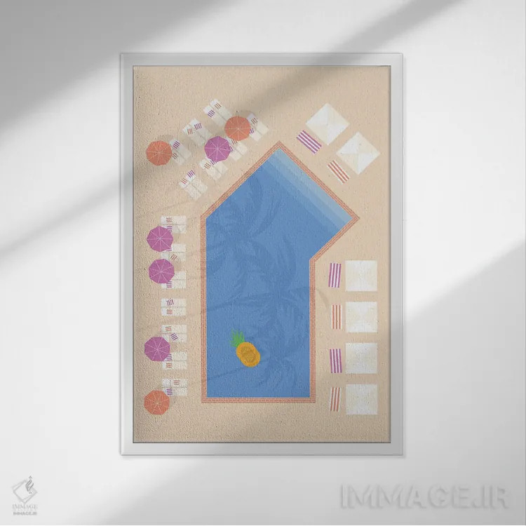 تابلو مدرن "استخر پام اسپرینگز از نمای بالا ۳" اثر لایمن کریتیو کو. - نمای قابدار سفید