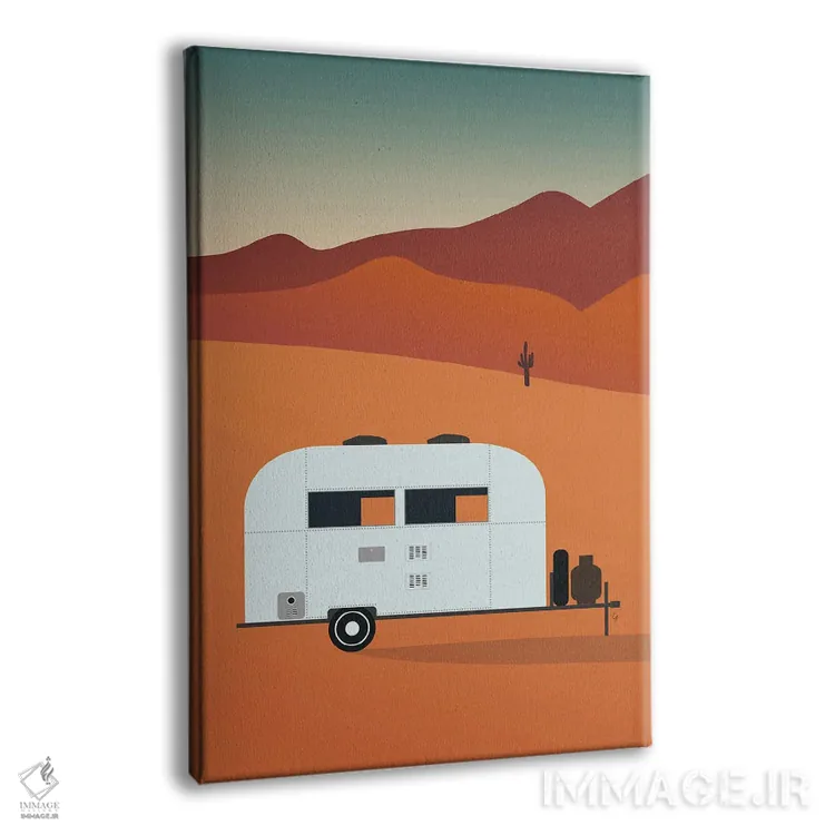 تابلو مدرن "کمپر در بیابان هنگام غروب" اثر لایمن کریتیو کو. - نمای پرسپکتیو محصول