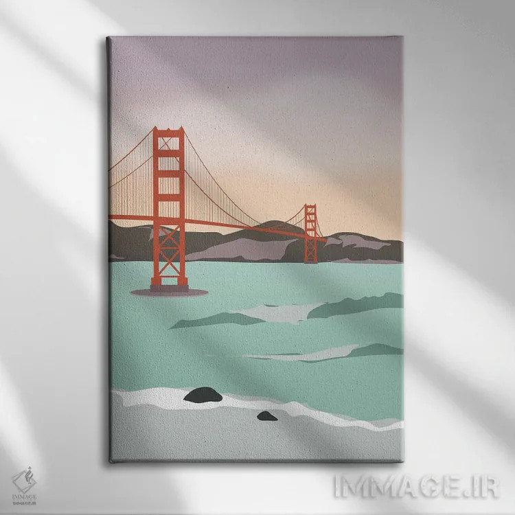 تابلو مدرن "امواج زیر پل گلدن گیت، سانفرانسیسکو، کالیفرنیا" اثر لایمن کریتیو کو. - نمای روبهرو روی دیوار