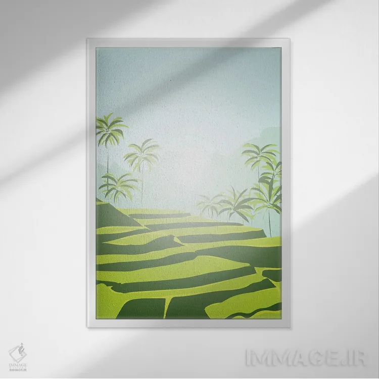 تابلو مدرن "شالیزارهای برنج تگالالانگ، بالی، اندونزی" اثر لایمن کریتیو کو. - نمای قابدار سفید