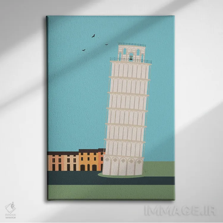 تابلو مدرن "برج کج پیزا، ایتالیا" اثر لایمن کریتیو کو. - نمای روبهرو روی دیوار