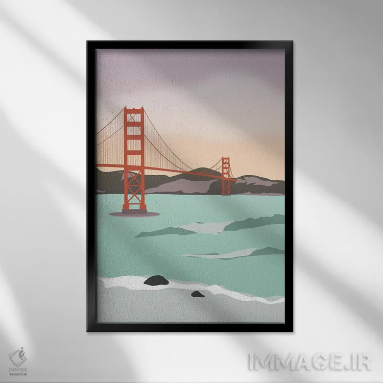 تابلو مدرن "امواج زیر پل گلدن گیت، سانفرانسیسکو، کالیفرنیا" اثر لایمن کریتیو کو. - نمای قابدار مشکی