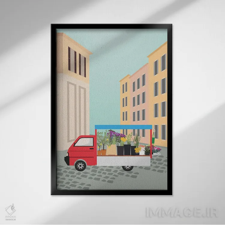 تابلو مدرن "وانت گل در رم، ایتالیا" اثر لایمن کریتیو کو. - نمای قابدار مشکی
