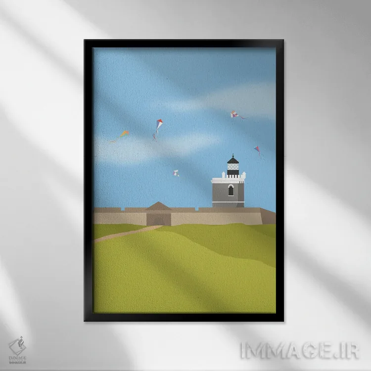 تابلو مدرن "فانوس دریایی، ال مورو، پورتوریکو" اثر لایمن کریتیو کو. - نمای قابدار مشکی